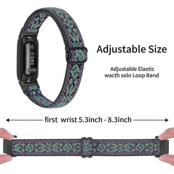 DB Armbånd til Fitbit Inspire 3 Nylon Elastisk Flettet Solo Loop Sportsurrem med Sort Stik - 4# 19