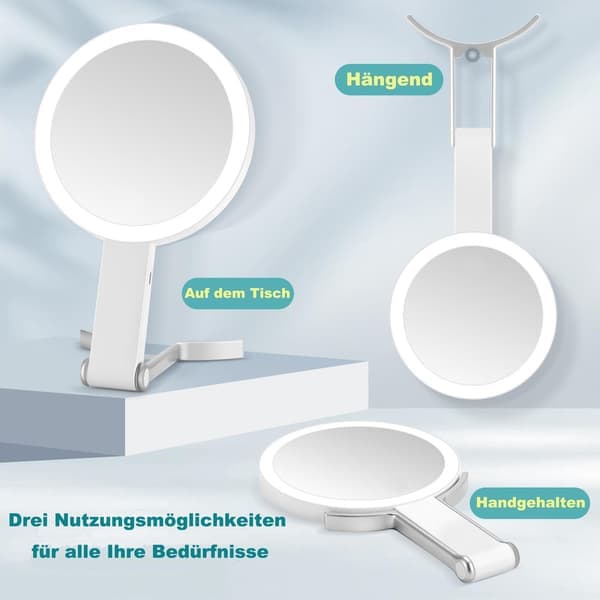 Lollanda Double-Sided Makeup Mirror with LED Light - Magnifying Mirror and Adjustable Lighting for Makeup and Skincare 10X/1X 10X/1X