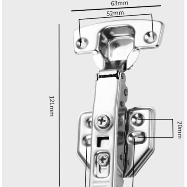 Hinge with integrated soft-close mechanism, automatic closing hinge for kitchen cabinet doors, set of 6