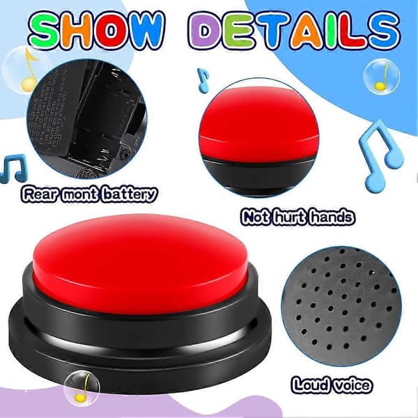 6 Pieces Recordable Answer Buzzers, Game Show Buzzer, Recordable Button, Classroom Buzzer Perfect