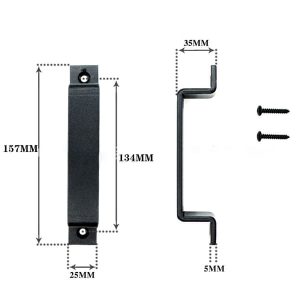 Solid Maple Black Sliding Door Handle Set of 4