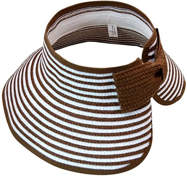Solskærm stråhat (one size) Brun/hvid stribet 149