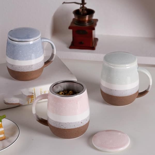Teacup with Infuser, Lid, and Spoon, Large Ceramic Mug for Office and Home style2