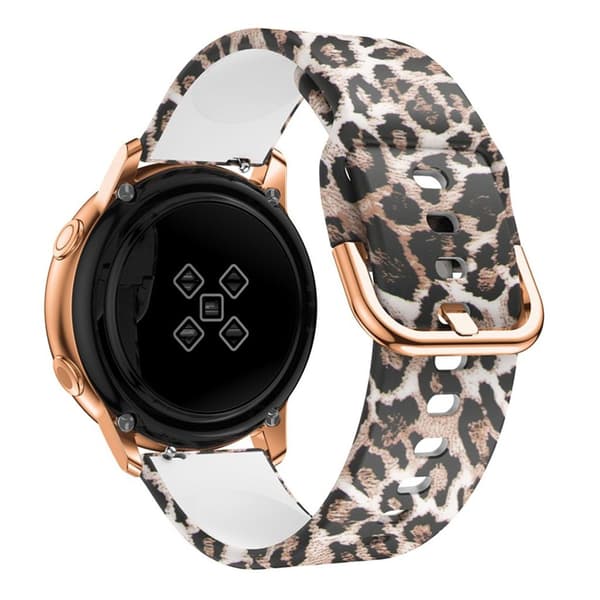 20 mm Samsung Galaxy Watch Active mønstret silikone urrem - Leopard Tekstur
