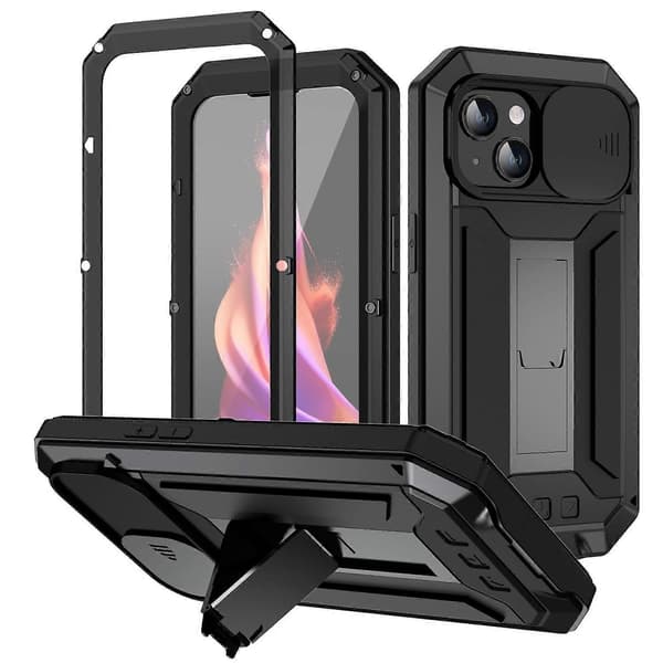 Sliding Camera IP54 Life Waterproof Holder Mobile Case Black Black For iPhone 15