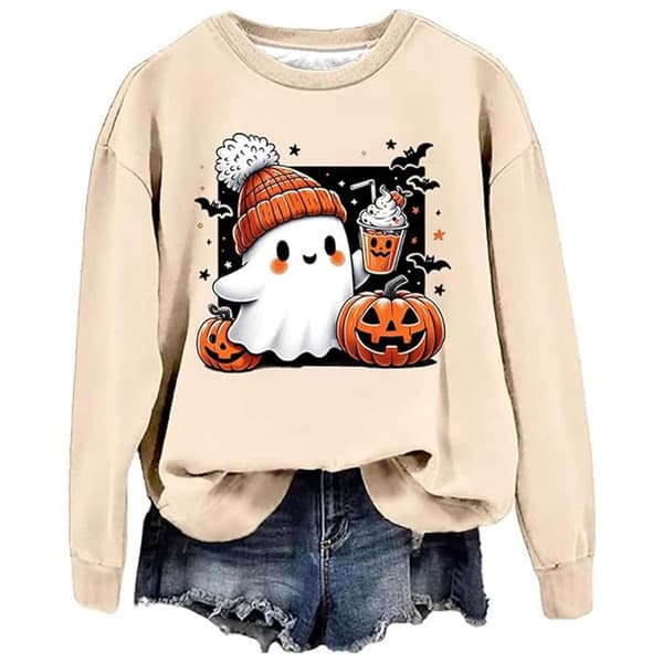 Halloween-kostume Dame sweatshirt beige beige 3XL