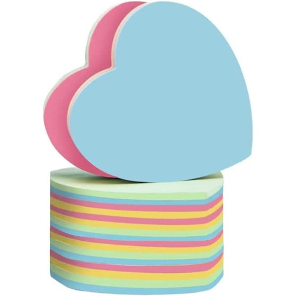 Hjerteformede sticky notes - Selvklæbende Post-it-notes Søde Blandede 4 farver til kontor/hjem Stor pakke 600 ark i alt
