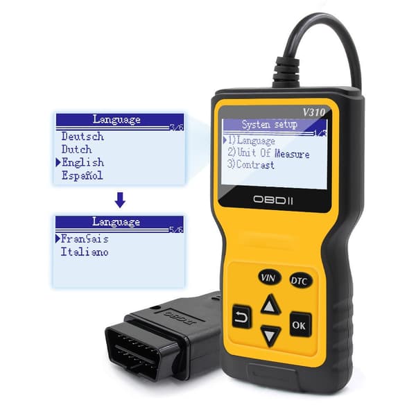 OBD2 Scanner, Universal Engine Fault Code Reader, CAN Diagnostic Tool for All Cars with OBD-II Protocol