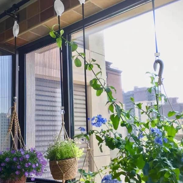 2-pack Adjustable Hanging Hooks for Flower Pots | Height-Adjustable Hangers White white