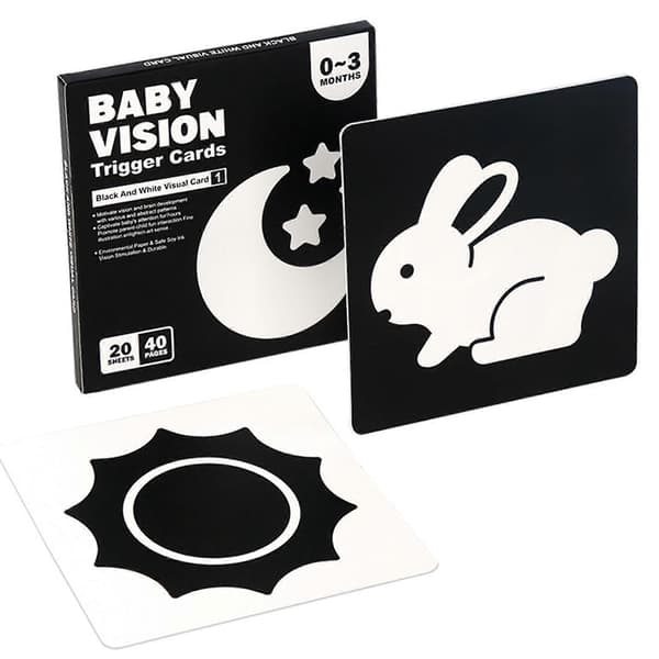 Baby Visual Stimulation Card Black White Visual Stimulation High Contrast Baby Flashcard Black White Card Newborn SET 4 SET 3