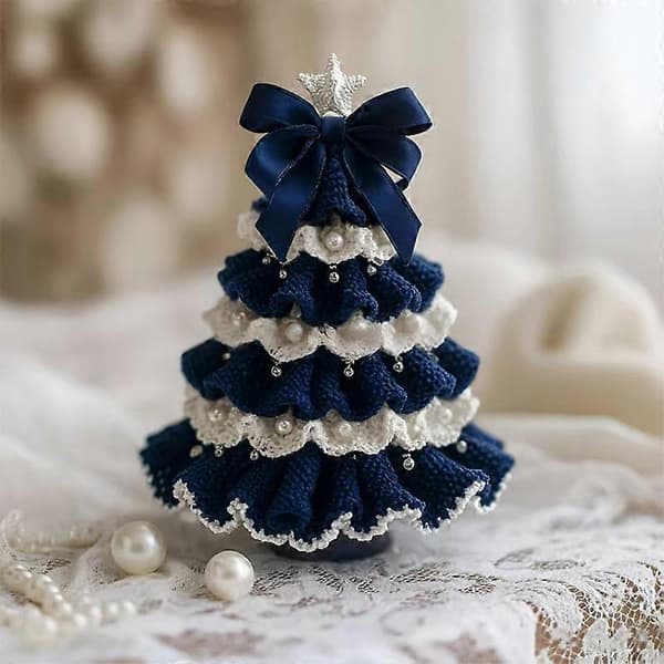 DIY Crocheted Christmas Tree Kit - Handmade Christmas Decoration, Beginner Kit, Tree Bow Bead Embellishment