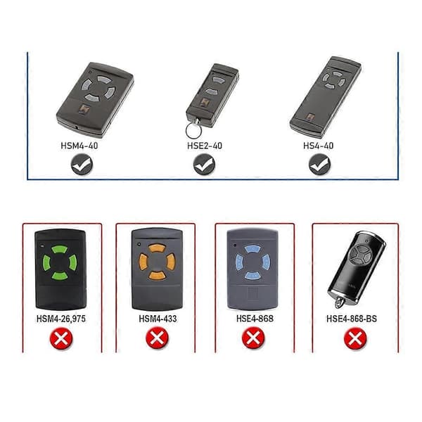 2-pack Garage Door Remote Control for HSE2-40, HS4-40, HSM4-40, Grey Buttons 40.685MHz Handheld Transmitter