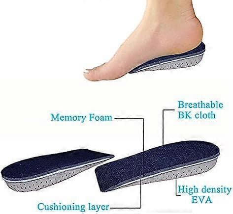 Åndbare usynlige memory foam-skoindlæg til højdeforøgelse til mænd og kvinder, forhøjede skoindlæg 2CM 2CM