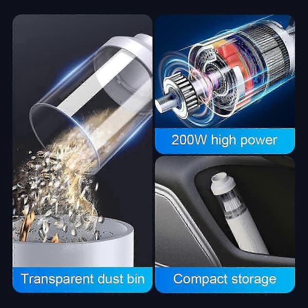 Handheld Brushless Vacuum Cleaner, High Power 19000Pa/200W with One-Button Vacuuming, White white