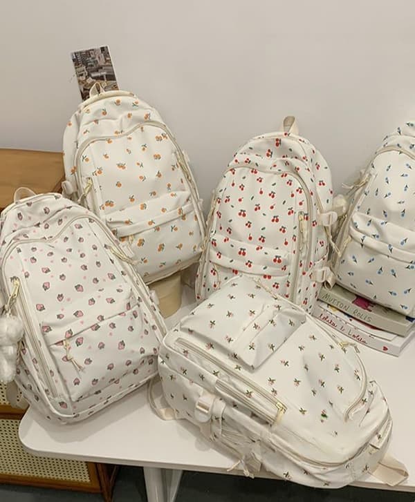 Floral Backpack Women - Laptop Backpack Daypack for Travel & University Cherry Cherry