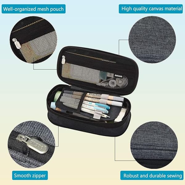 Expandable Pencil Case for School, Large Capacity Pen Bag, School Supplies Organizer, Makeup Pouch