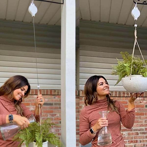 2-pack Adjustable Hanging Hooks for Flower Pots | Height-Adjustable Hangers White white