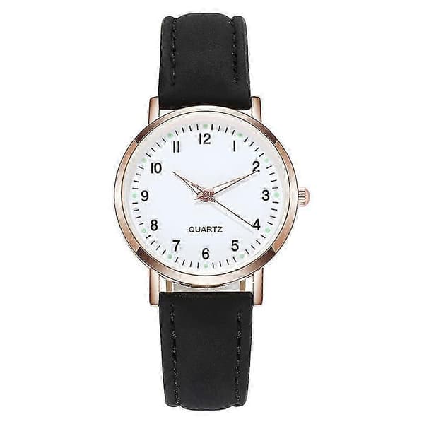Dameure Kvinder Lille Kvarts Analog Armbåndsur Casual Læder Black