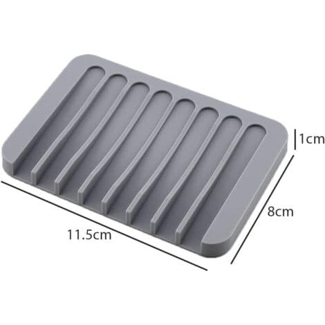 2-pack halkfria silikontvålkoppar för badrum, dusch, kök, tvål, svamp (grå)