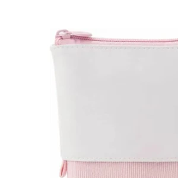 Pink Soft Comfortable Shrinkable Standing Pencil Case Pen Holder with 3 Pockets for School