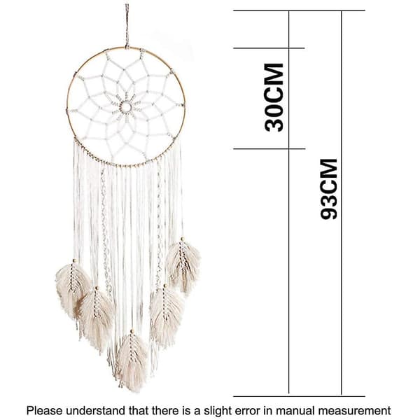 Håndlaget drømmefanger Macrame veggdekorasjon Boho vevd billedvev veggdekor beige