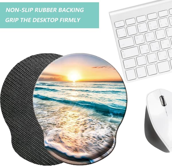 Mouse Pad with Wrist Rest, Ergonomic Mouse Pad with Memory Foam Wrist Support, Non-Slip Rubber Base Gaming Mouse Pad for Home