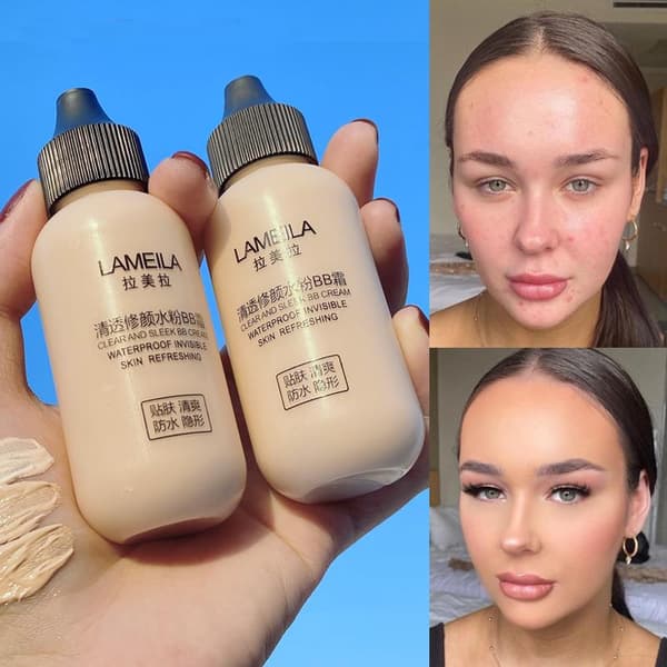 1 st Flytande Foundation för Ansikte, Full Täckning, Vattentät Makeupbas, Ljusar Upp, Gör Vitare, Täcker Mörka Ringar, Matt Foundation, Kosmetika