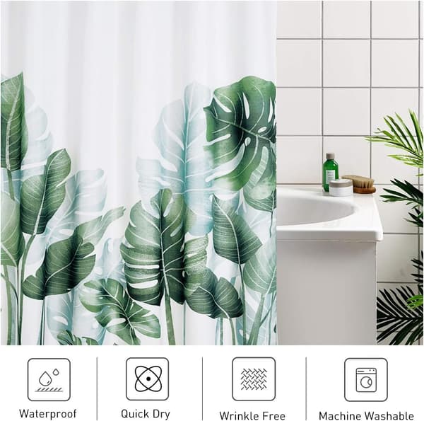 Duschdraperi med krok, Tropisk Palm Bananblad Växt