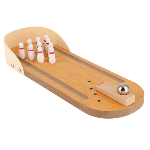 Bowlingleke i tre for barn, interaktivt minispill for skrivebord, foreldre og barn