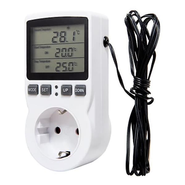 Digital temperaturregulator stikkontakt EU-stik termostat med timer switch sensor sonde varme køling EU