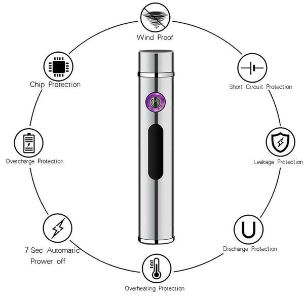 Ultra Mini Dobbelt Bue USB Lighter, Sølv silver