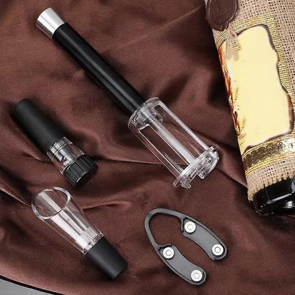 Vinproptrækker - Luftpumpeproptrækker Vinflaskeåbner Sæt sort black 2 pcs