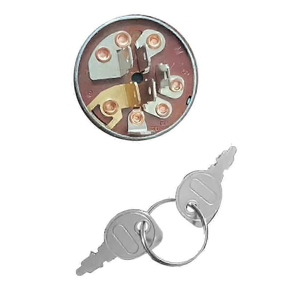 Ignition Switch for Lawn Mower 6-Pin Ignition Switch Suitable for Lawn Mowers and Agricultural Vehicles Tractor Silver