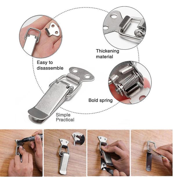 8 pcs. Stainless Steel Toggle Latches with Screws, 56mm Lever Latch, Spring Latch, Lock