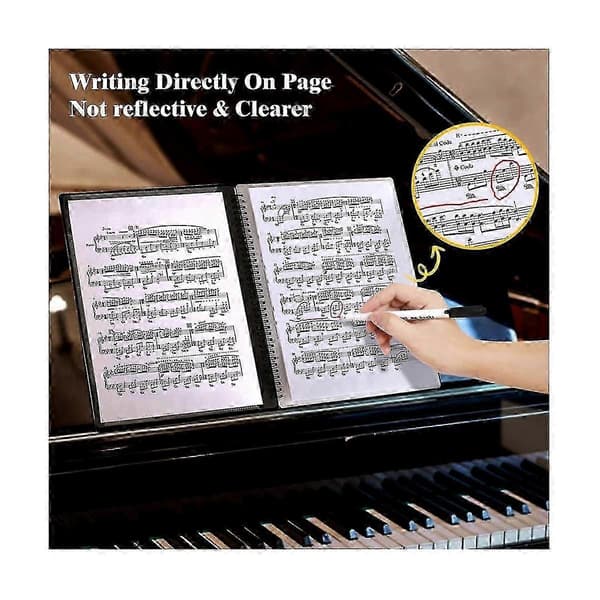 Music Folder, 60 Page Capacity, Music Binder/Holder, Fits Letter Size A4, Writable & De