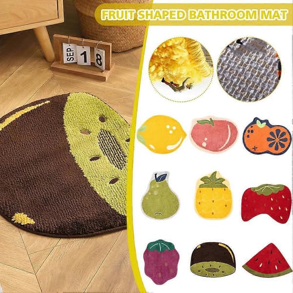 1 pc Flocked Fruit Pattern Bathroom Mat 48x60 cm Non-slip Soft Absorbent Machine Washable Carpet polyester honey peach