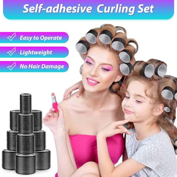 Hair Curlers Hair Rollers 48 Pcs Set with 24 Hair Rollers 4 Sizes (6 Jumbo Rollers/6 Large Rollers/6 Medium Rollers/6 Small Rollers) and 24 Hair Clips