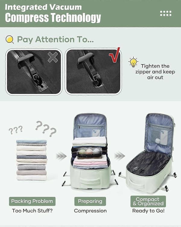 Vacuum Sealed Travel Backpack Air Vacpack Air Compression System Storage Vacuum