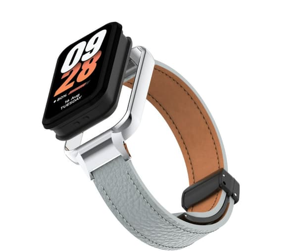 Xiaomi Smart Band 8 Active Rem med Litchi-mønster magnetisk spenne Grå Grey 28