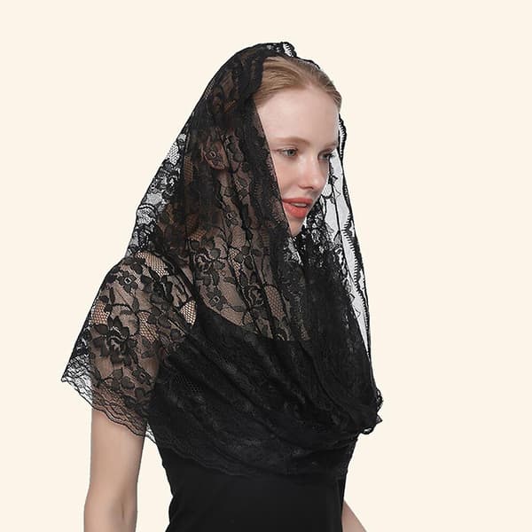 Mantilla-slør Katolsk hodeplagg Sjal Spansk brodert skjerf Kapellslør