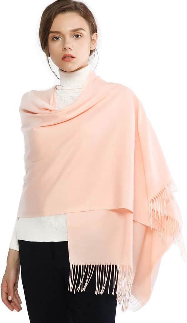 Tørklæder til kvinder Pashmina Sjal og Wraps til bryllup Tørklæder til kvinder Vinter Pink-2