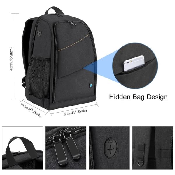 Camera Bag / Bag for Camera - Backpack for camera accessories Dark grey Dark grey Mörkgrå