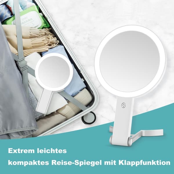 Lollanda Double-Sided Makeup Mirror with LED Light - Magnifying Mirror and Adjustable Lighting for Makeup and Skincare 10X/1X 10X/1X