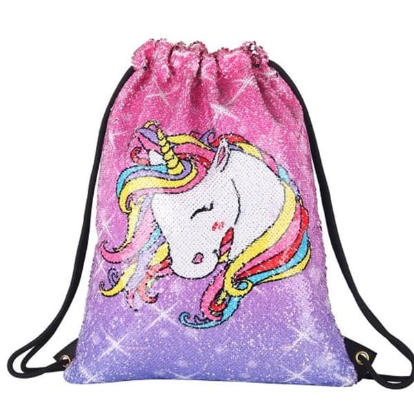 Unicorn Sequin Outdoor Sports Backpack (Rose Red + Purple Gradient)