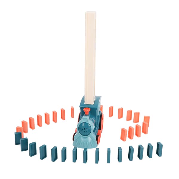 Domino Train Toy Sound Light Improve Creativity Automatic Domino Stacking Game for Kids Blue