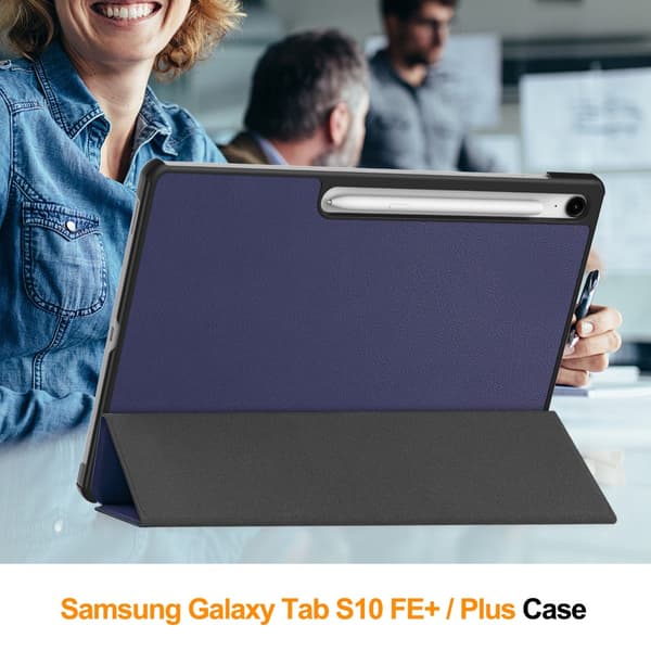 [KK] Compatible with Samsung Compatible with Galaxy Tab S10 FE Plus Case Tri-Fold with Pen Holder B