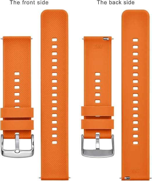 1 stk. urrem 20 mm, silikoneurrem med quick release til mænd og kvinder, orange