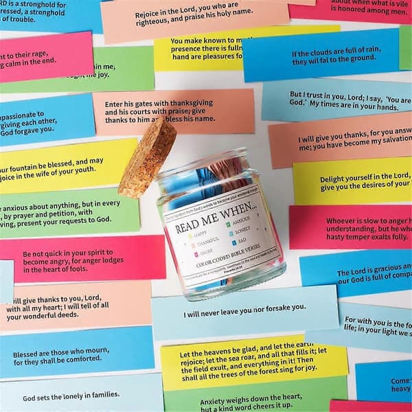 Biblical Verses in a Jar, Read Me When Biblical Verses Jar for Emotions and, Glass Scripture Prayer Jar wi