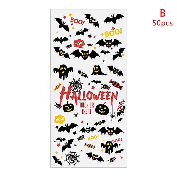 50 st Halloween barnkalas godisförpackningspåse matplastförpackning presentpåsar D