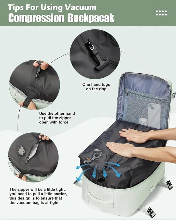 Vacuum Sealed Travel Backpack Air Vacpack Air Compression System Storage Vacuum